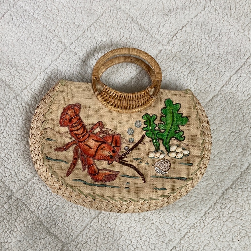 Paint the Lily woven Lobster basket bag